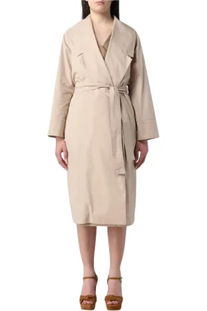 Alessia Santi Płaszcze, Kobieta, Beżowy, M, Elegancki Bawełniany Płaszcz Midi
