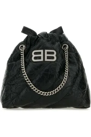 Balenciaga Torebki, Kobieta, Czarny, ONE SIZE, Len, Czarna Torba na Ramię Crush Aw 24
