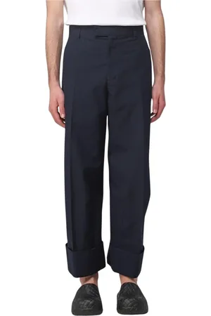 Bottega Veneta Spodnie, Mężczyzna, Niebieski, S, Eleganckie Niebieskie Bawełniane Culottes