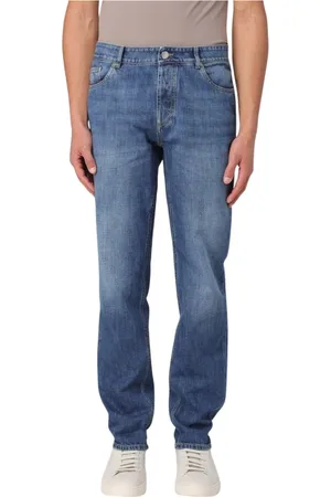 Brunello Cucinelli Jeansy, Mężczyzna, Niebieski, L, Denim, Jasne Straight Leg Jeansy