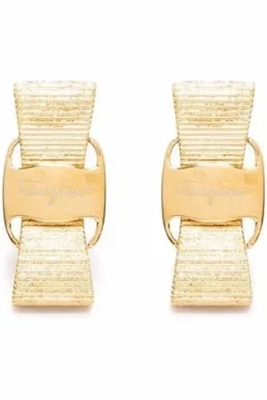 Salvatore Ferragamo Akcesoria, Kobieta, Żółty, ONE SIZE, Ozdobne Kolczyki z Kokardą Vara