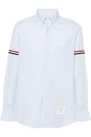 Thom Browne Koszule, Mężczyzna, Niebieski, XL, Bawełna, Koszula bawełniana w pionowe paski