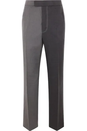 Thom Browne Spodnie, Mężczyzna, Szary, S, Wełna, Dwukolorowe wełniane spodnie