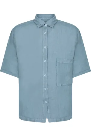 COSTUMEIN Koszule, Mężczyzna, Niebieski, S, Niebieska Koszula Lniana Styl Casual