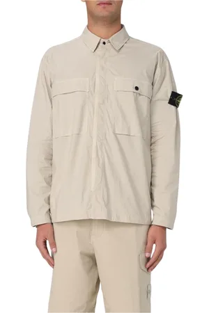 Stone Island Kurtki, Mężczyzna, Beżowy, XL, Koszula Crinkle Reps w Kolorze Piasku