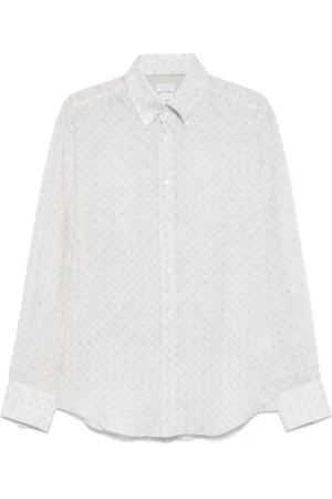 Brunello Cucinelli Koszule, Mężczyzna, Szary, L, Szary lniany shirt dla mężczyzn