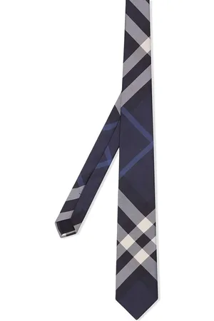 Burberry Akcesoria, Mężczyzna, Niebieski, ONE SIZE, Klasyczny Jedwabny Krawat w Kratke