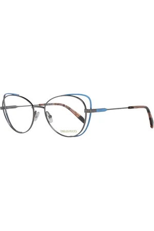 Emilio Pucci Akcesoria, Kobieta, Szary, ONE SIZE, Srebrne Okulary Optyczne Damskie Owalny Styl