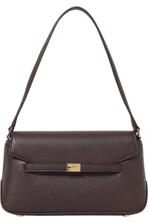 Elisabetta Franchi Torebki, Kobieta, brązowy, ONE SIZE, Czarna skórzana torba na ramię