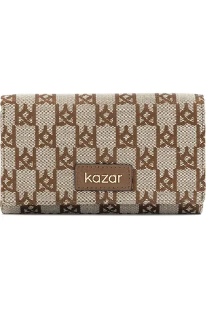 Kazar Akcesoria, Kobieta, brązowy, ONE SIZE, Portfel w wzory z tkaniny i skóry