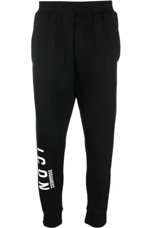 Dsquared2 Spodnie, Mężczyzna, Czarny, L, Bawełna, Spodnie dresowe z logo Icon