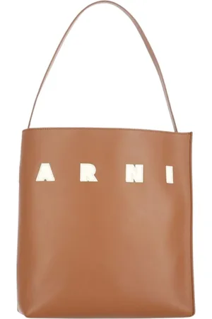 Marni Torebki, Kobieta, brązowy, ONE SIZE, Elegancka Torba Torebka z Logo Haftem z Skóry