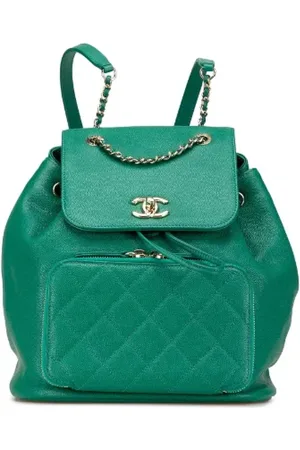 CHANEL Pre-owned, Kobieta, Zielony, ONE SIZE, Skóra, Pre-owned Leather backpacks