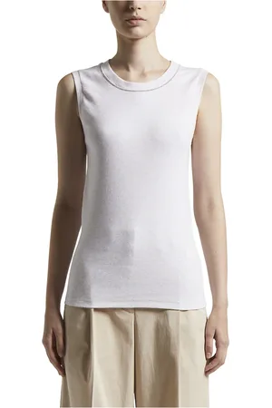 PESERICO SIGN Koszulki, Kobieta, Beżowy, 2XS, Micro rib stretch jersey top