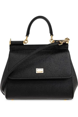 Dolce & Gabbana Torebki, Kobieta, Czarny, ONE SIZE, Czarna Torba na Ramię z Składanym Topem