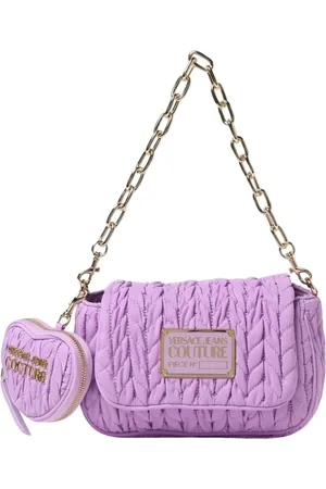 VERSACE Torebki, Kobieta, Fioletowy, ONE SIZE, Nylon, Pikowana Torba na Ramię z Portfelem