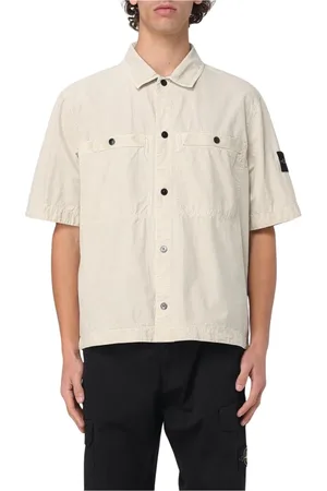 Stone Island Koszule, Mężczyzna, Beżowy, M, Koszula z bawełny w stylu militarnym