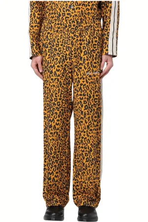 Palm Angels Spodnie, Mężczyzna, brązowy, L, Leopardowy Stylowe Spodnie Casual