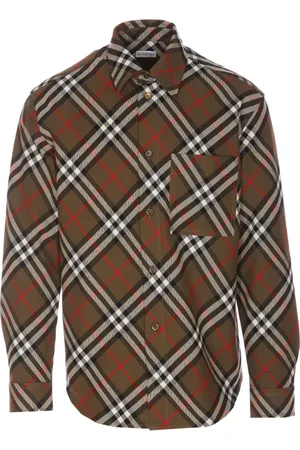 Burberry Koszule, Mężczyzna, brązowy, M, Bawełna, Koszula w kratę z długim rękawem i guzikami