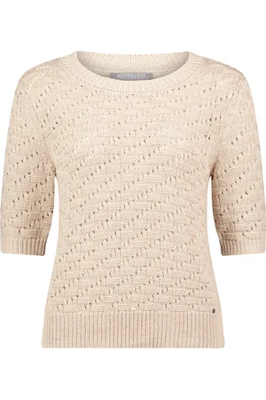 Betty & Co Swetry, Kobieta, Beżowy, XL, Sweter z Dekoltem w Serek