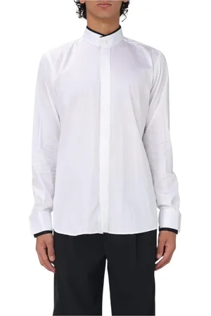 Karl Lagerfeld Koszule, Mężczyzna, Biały, 2XL, Koszula z kołnierzykiem mandarynką i długimi rękawami