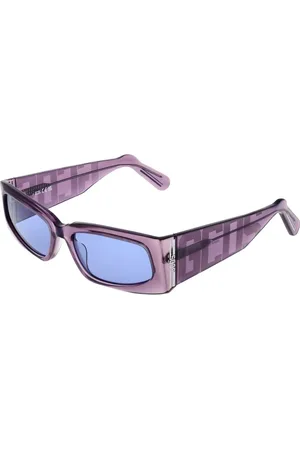 GCDS Akcesoria, unisex, Fioletowy, ONE SIZE, Fioletowe Okulary Przeciwsłoneczne w Kształcie Prostokąta z Niebieskimi Szkłami