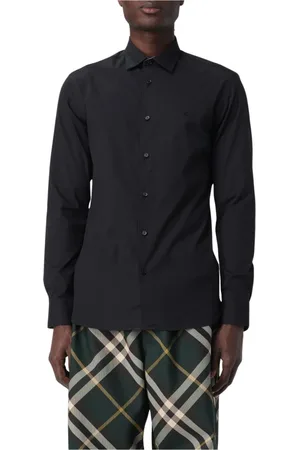 Burberry Koszule, Mężczyzna, Czarny, L, Klasyczna Czarna Koszula Poplinowa