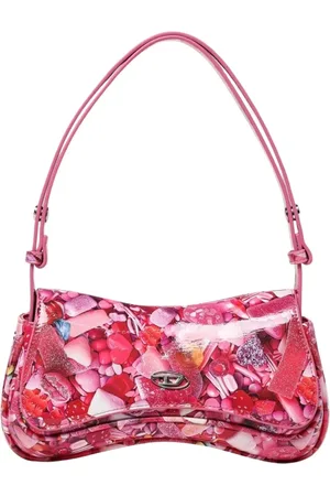 Diesel Torebki, Kobieta, Wielobarwność, ONE SIZE, Różowa Torebka Satchel z Lakierowanej Skóry