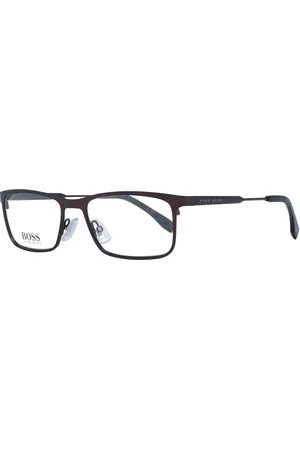 HUGO BOSS Akcesoria, Mężczyzna, brązowy, ONE SIZE, Brązowe Okulary Optyczne w Kształcie Prostokąta dla Mężczyzn