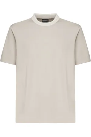 Emporio Armani Koszulki, Mężczyzna, Beżowy, L, Beżowe T-shirty i Pola