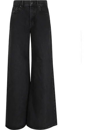 7 for all Mankind Jeansy, Kobieta, Czarny, W25, Czarne Szerokie Jeansyy z Wysokim Stanem