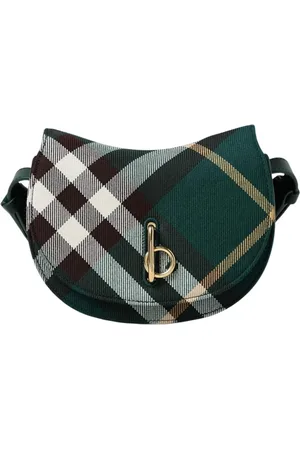 Burberry Torebki, Kobieta, Zielony, ONE SIZE, Len, Zielona Half Moon Torba na ramię