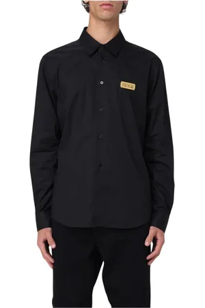 VERSACE Koszule, Mężczyzna, Czarny, XL, Stylowa Czarna Koszula z Guzikami