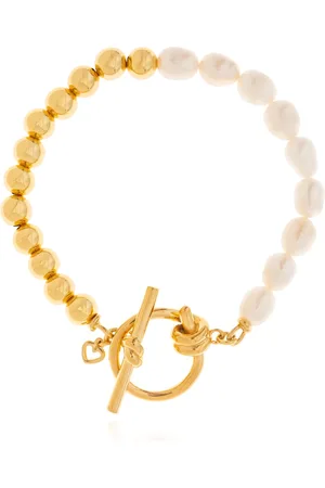 Kate Spade Akcesoria, Kobieta, Żółty, ONE SIZE, Mosiężna bransoleta z perłami