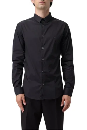 Emporio Armani Koszule, Mężczyzna, Czarny, L, Klasyczna Biała Koszula