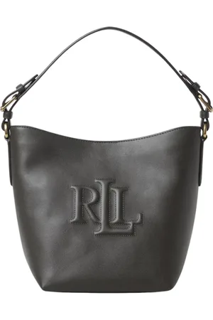 Ralph Lauren Torebki, Kobieta, Zielony, ONE SIZE, Skórzana torba wiaderko w oliwkowym kolorze