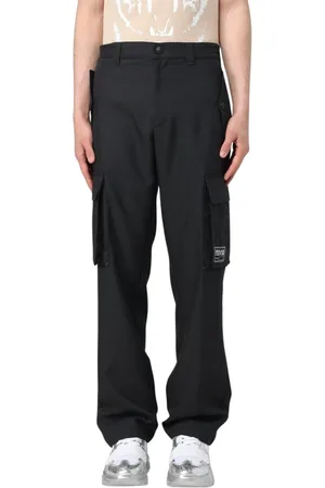 VERSACE Spodnie, Mężczyzna, Czarny, S, Czarne Spodnie Cargo Stylowy Nowoczesny Wygląd