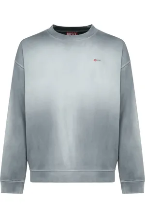 Diesel Bluzy, Mężczyzna, Niebieski, XL, Niebieski Sweter z Bawełny, Luźny Krój, Okrągły Dekolt
