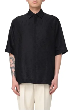 Fendi Koszule, Mężczyzna, Czarny, M, Oversized Koszula Krótki Rękaw Mężczyźni