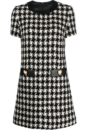 Moschino Sukienki, Kobieta, Czarny, M, Sukienka w Pepitkę Bianco Aw 23