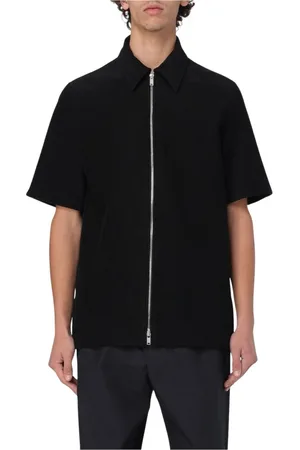 Jil Sander Koszule, Mężczyzna, Czarny, L, Czarna Koszulka z Krótkim Rękawem w Paski