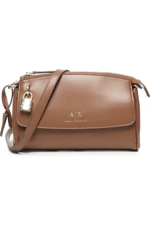 Armani Exchange Torebki, Kobieta, brązowy, ONE SIZE, Elegancka Camelowa Torba na Ramię z Zamkiem