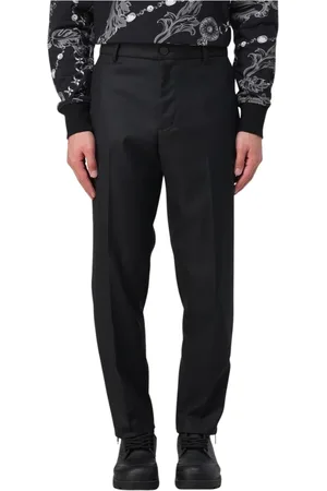 VERSACE Spodnie, Mężczyzna, Czarny, L, Czarne Slim Fit Stylowe Spodnie