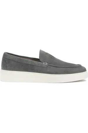 Kazar Buty, Mężczyzna, Szary, 41 EU, Zamsz, Szare zamszowe buty slip-on z logo na cholewce