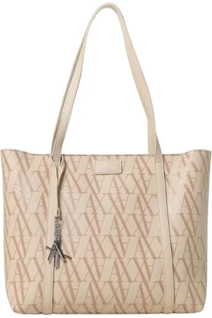 Armani Exchange Torebki, Kobieta, Beżowy, ONE SIZE, Elegancka Monogramowa Torba na Ramię