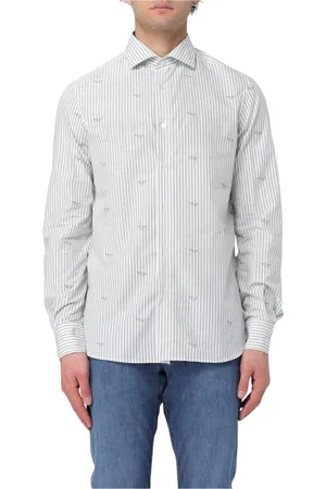 Emporio Armani Koszule, Mężczyzna, Niebieski, L, Koszula z logo orła