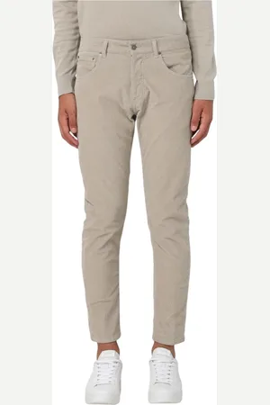 Dondup Spodnie, Mężczyzna, Beżowy, W35, Zielone Sztruksowe Spodnie Casual