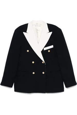 Tommy Hilfiger Kurtki, Kobieta, Niebieski, XL, Granatowy Dwurzędowy Płaszcz