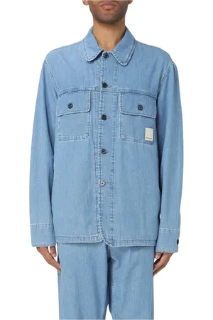 Emporio Armani Koszule, Mężczyzna, Niebieski, L, Denim, Klasyczna Koszula Dżinsowa Luźny Krój
