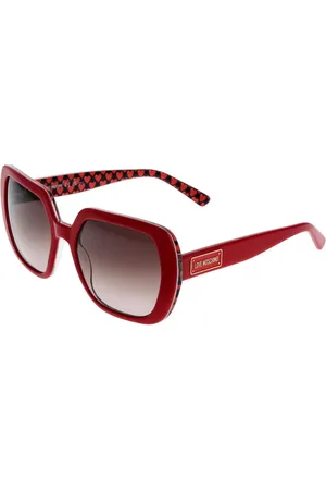 Moschino Akcesoria, Kobieta, Czerwony, ONE SIZE, Czerwone Kwadratowe Okulary Przeciwsłoneczne z Efektem Przejścia